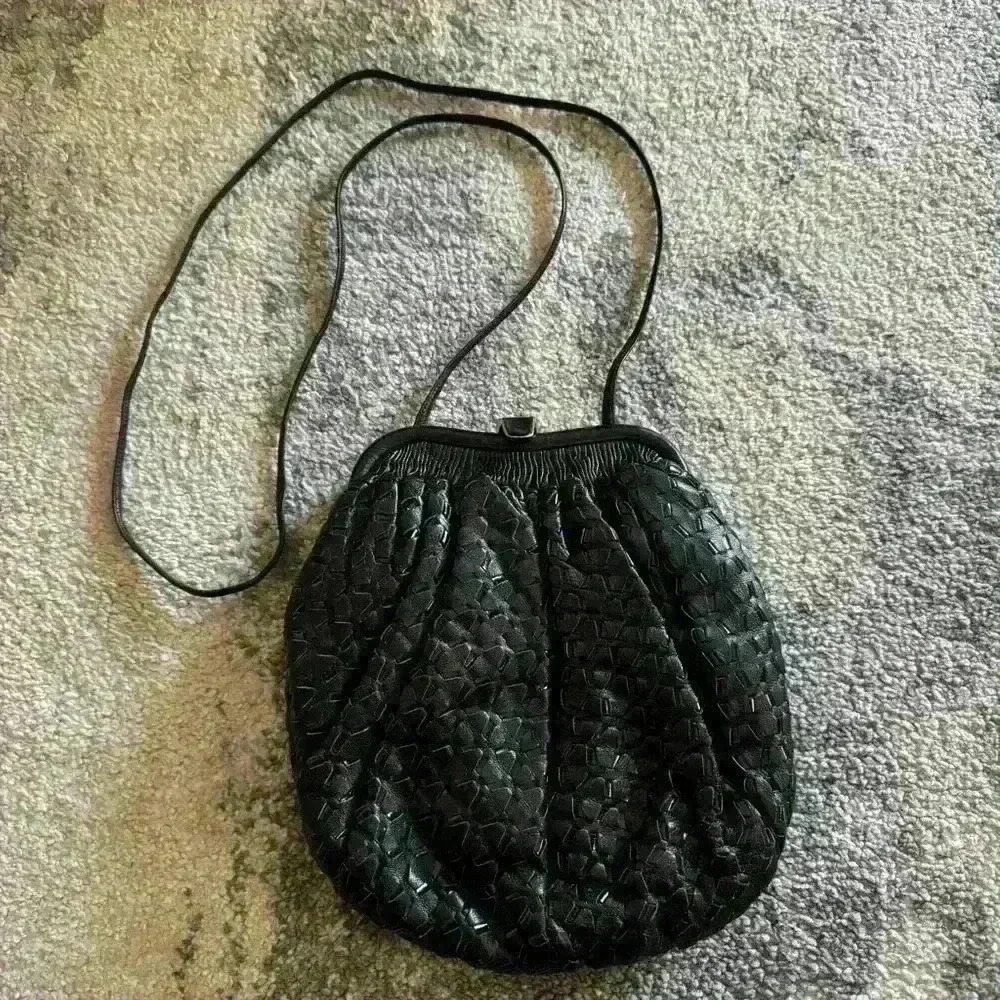 Black Leather Sharif Crossbody Purse